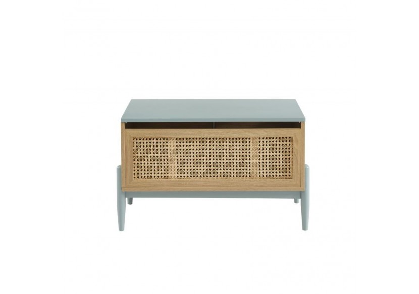 Coffre à jouet PABLO bleu et cannage rotin