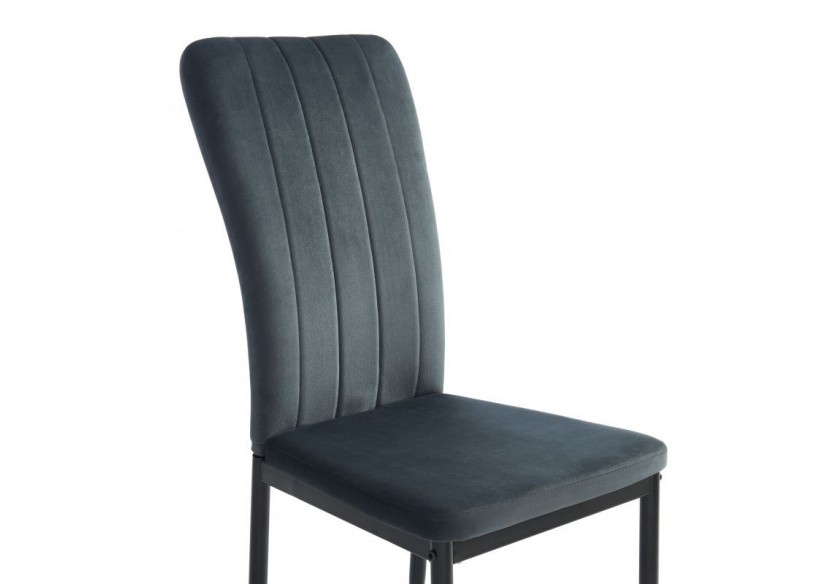 Lot de 2 chaises POPPY velours gris anthracite pieds métal noir