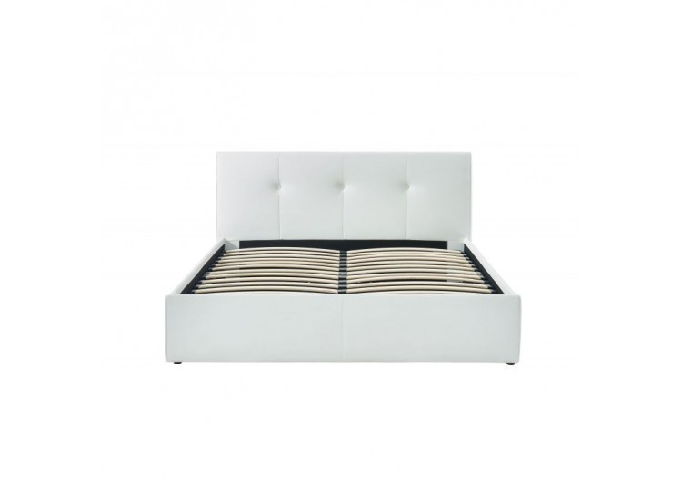 Lit coffre SEGURO simili blanc coffre 160x200 sommier inclus