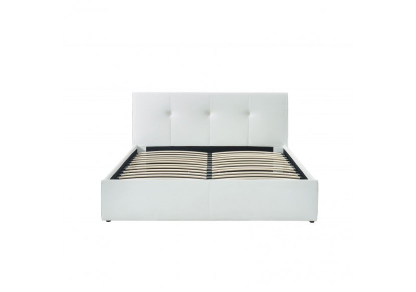 Lit coffre SEGURO simili blanc coffre 160x200 sommier inclus