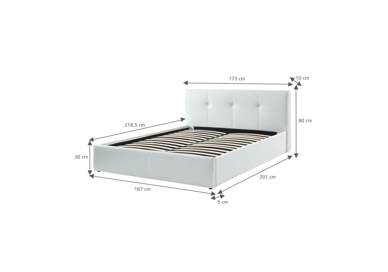 Lit coffre SEGURO simili blanc coffre 160x200 sommier inclus