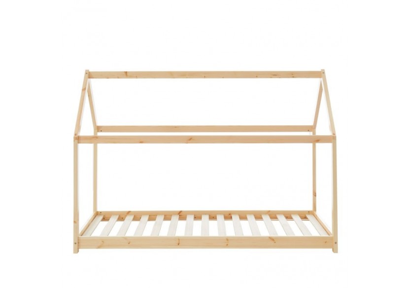 Lit enfant cabane TINY pin naturel 90x190 sommier inclus