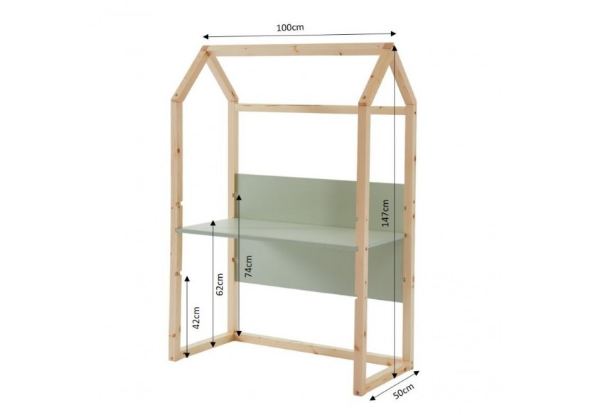 Bureau enfant cabane TINY vert évolutif