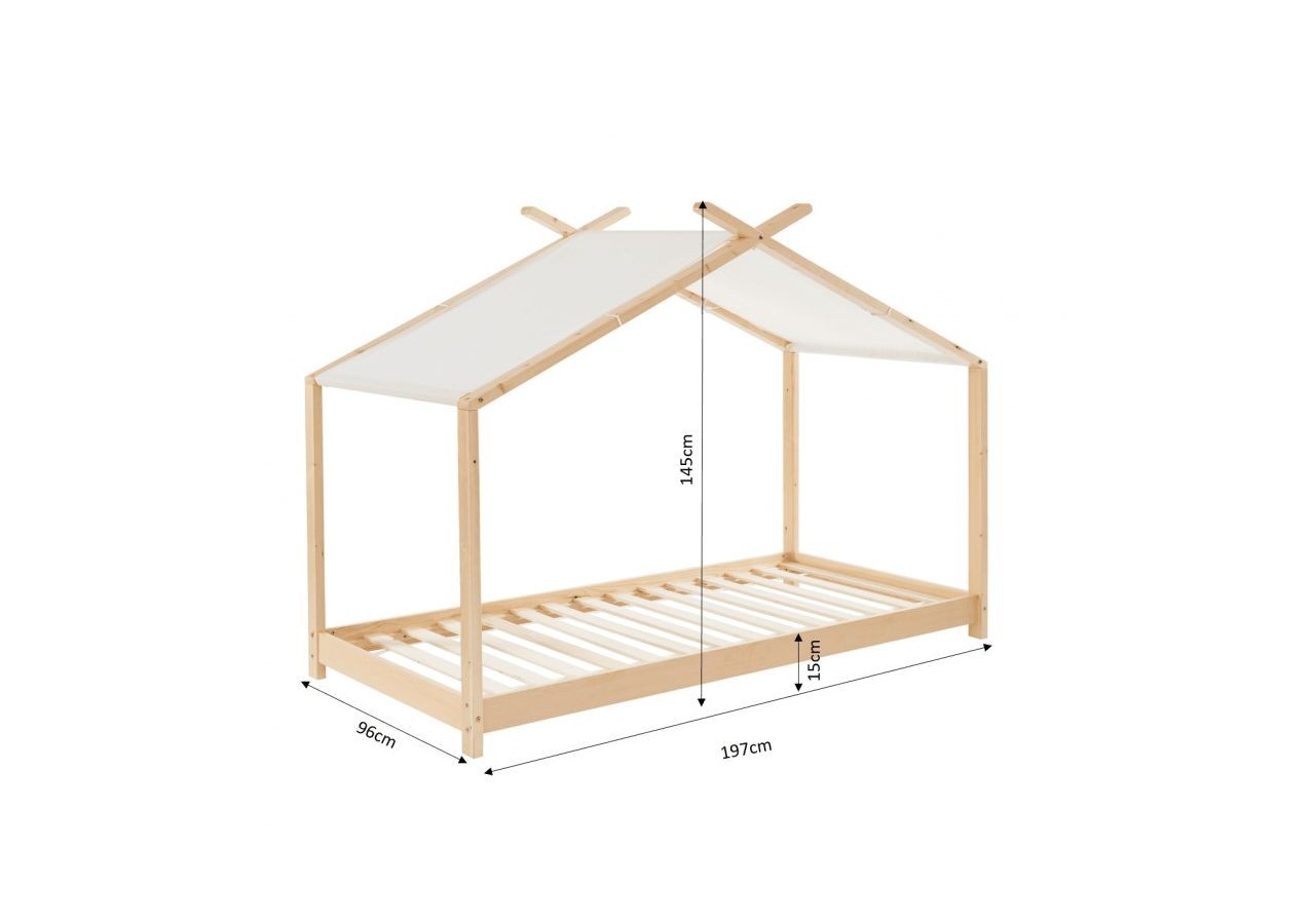 Lit tente TINY pin massif 90x190 sommier inclus