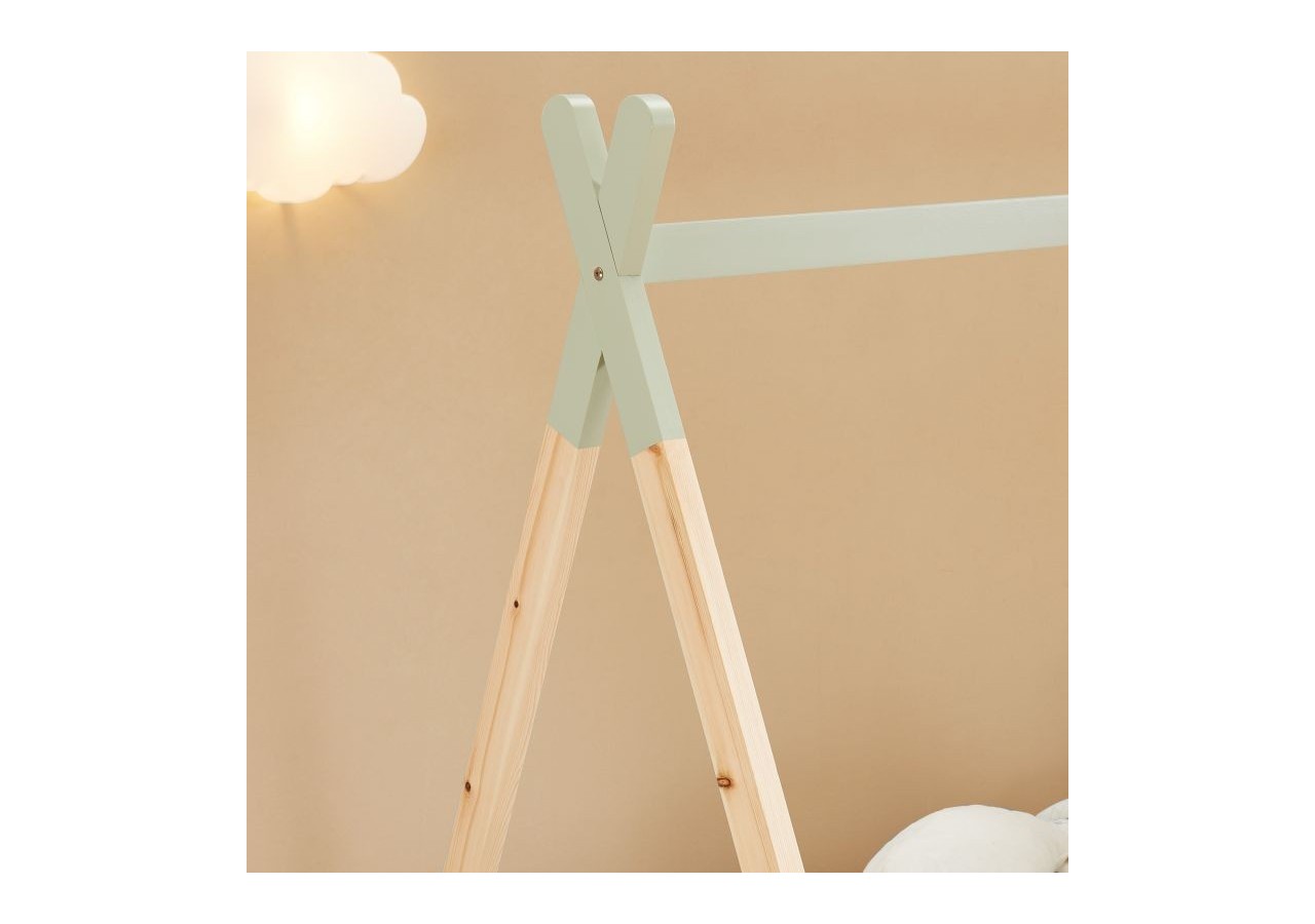 Lit enfant tipi TINY pin vert 90x190 sommier inclus