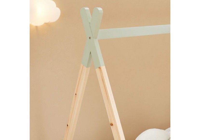 Lit enfant tipi TINY pin vert 90x190 sommier inclus