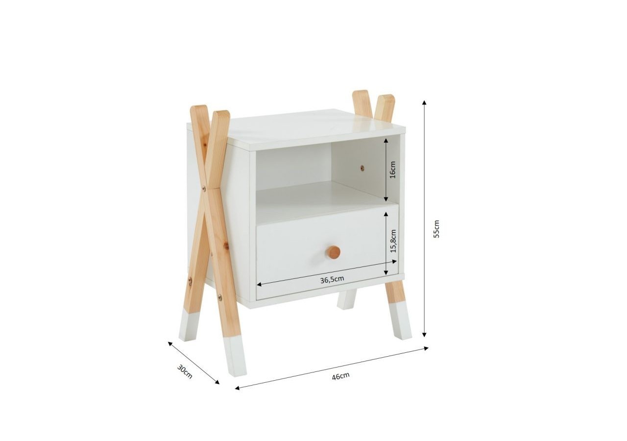 Table de chevet TIPI blanc 1 tiroir