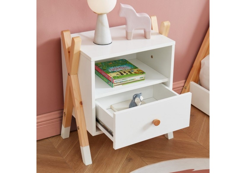 Table de chevet TIPI blanc 1 tiroir