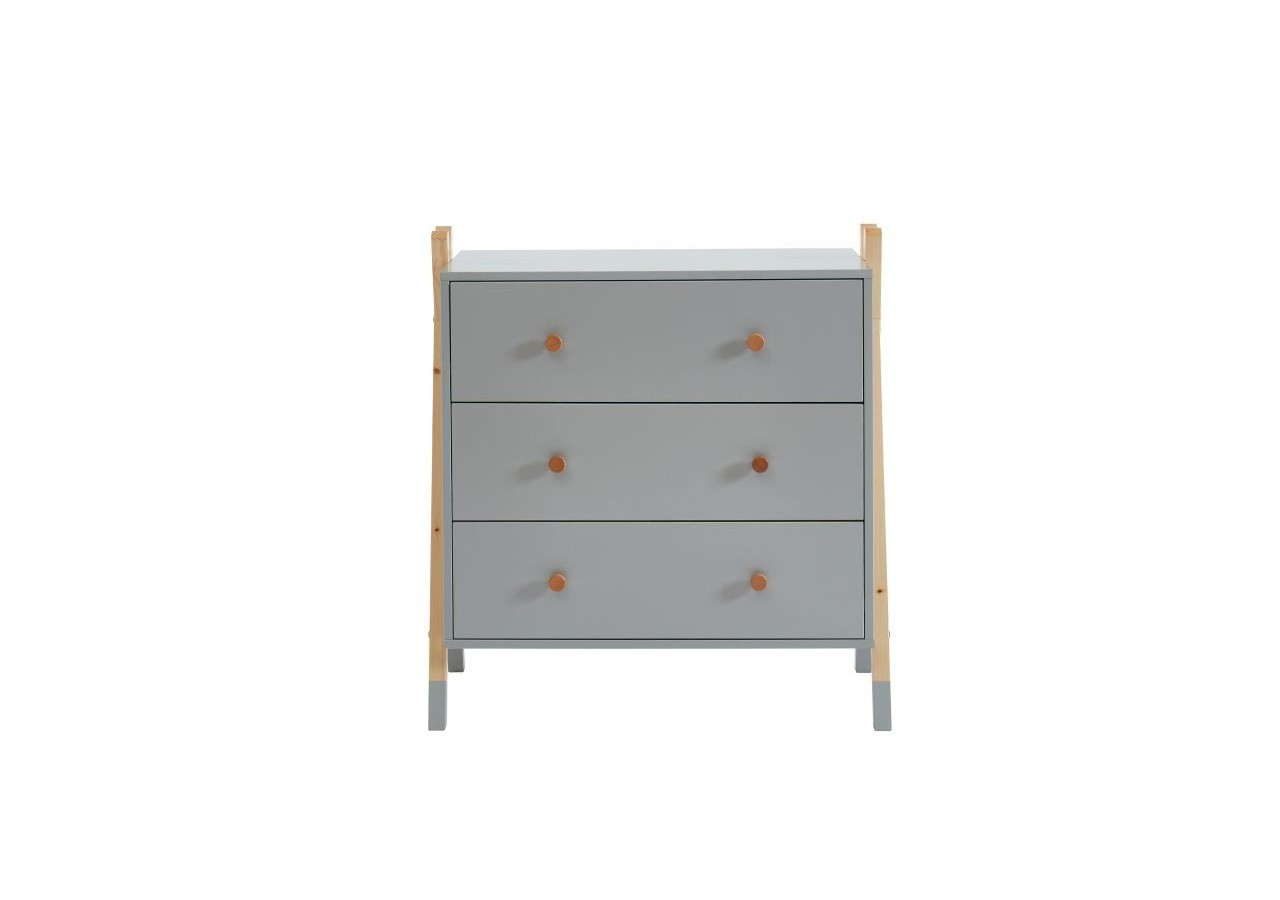 Commode TIPI gris 3 tiroirs 81cm