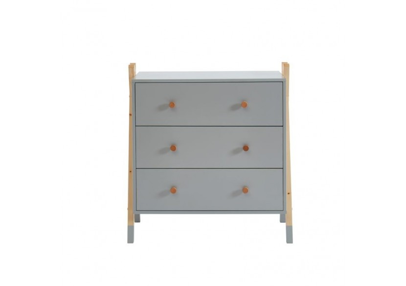 Commode TIPI gris 3 tiroirs 81cm