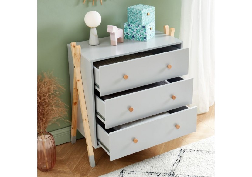 Commode TIPI gris 3 tiroirs 81cm