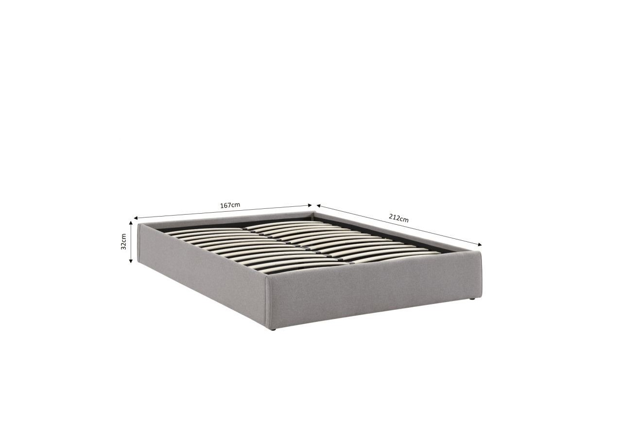 Lit coffre SAKURA tissu gris chiné 160x200 sommier inclus