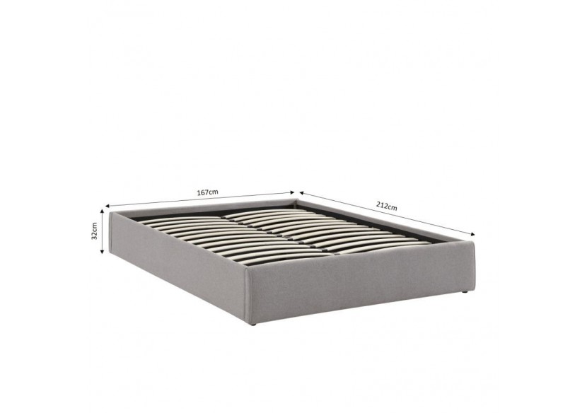 Lit coffre SAKURA tissu gris chiné 160x200 sommier inclus