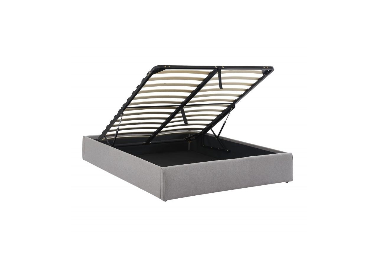 Lit coffre SAKURA tissu gris chiné 160x200 sommier inclus