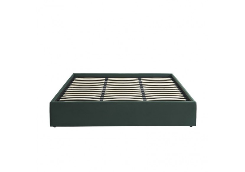 Lit coffre SAKURA velours vert forêt 180x200 sommier inclus