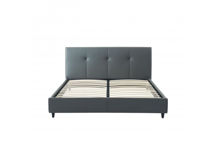 Lit SEGURA simili gris 160x200 sommier inclus