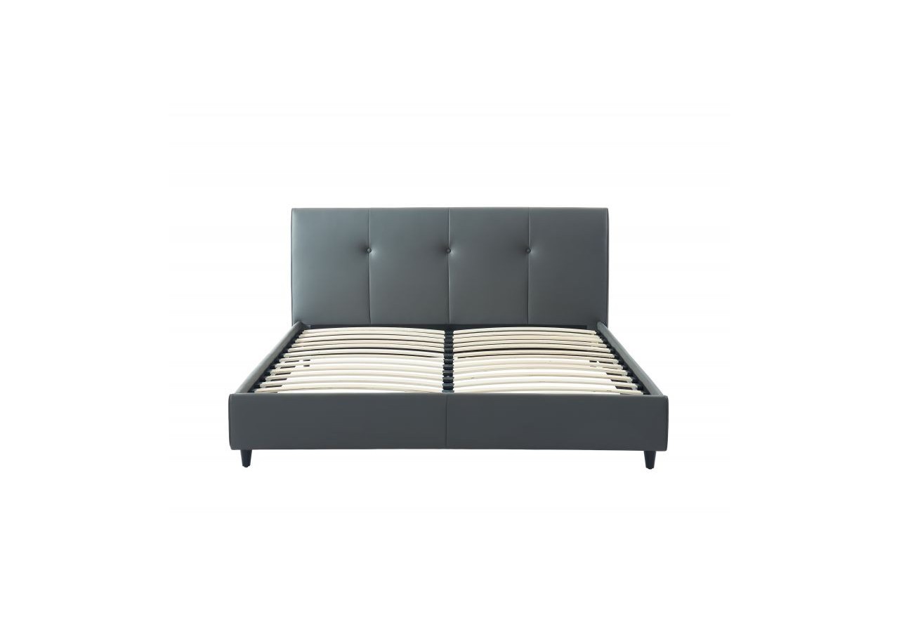Lit SEGURA simili gris 160x200 sommier inclus