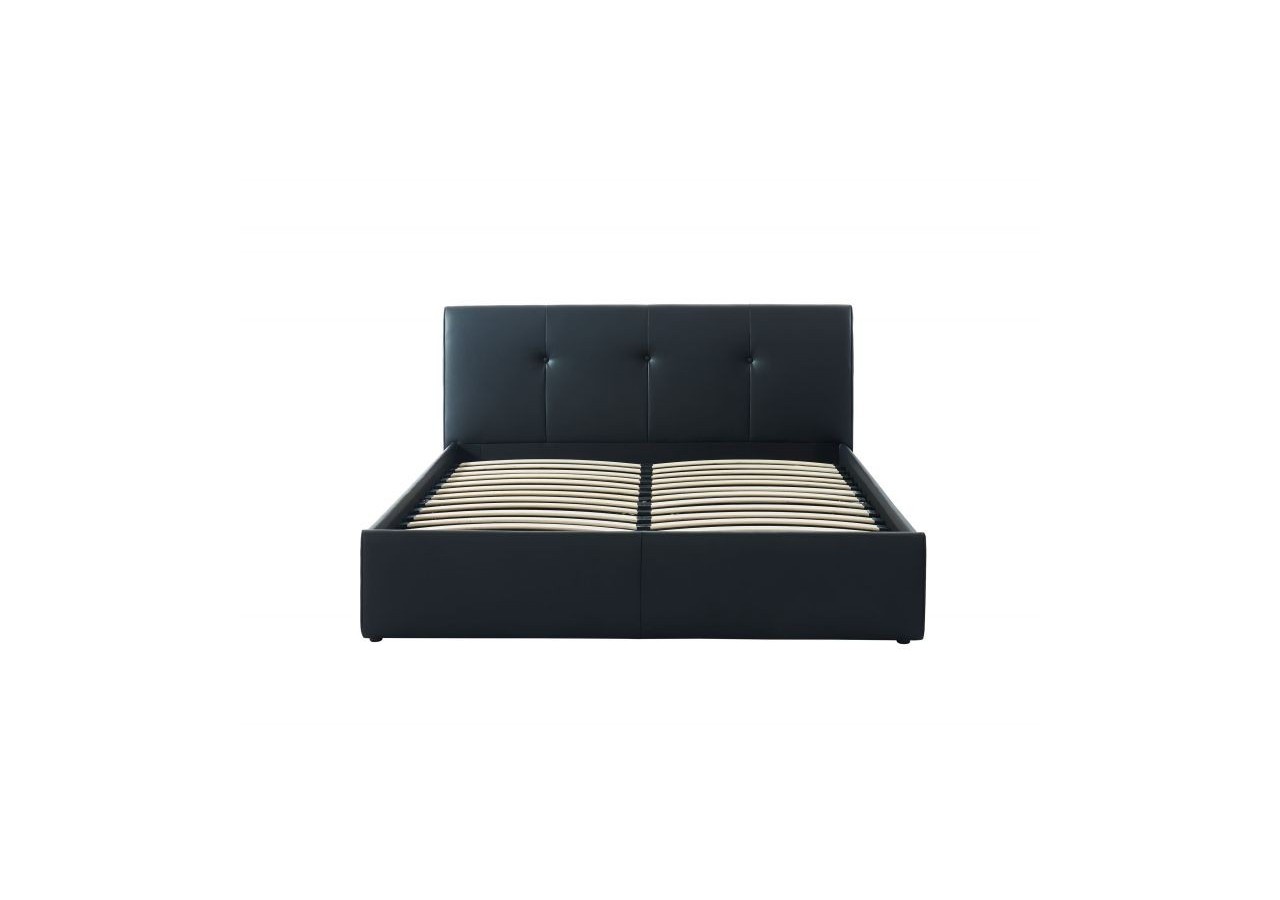 Lit coffre SEGURO simili noir 140x190 sommier inclus