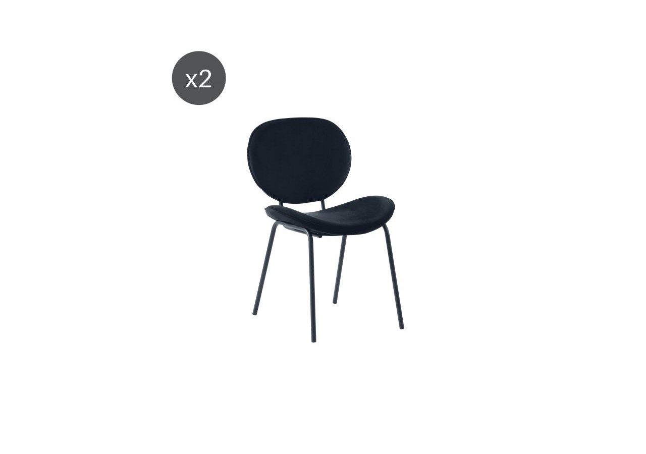 Lot de 2 chaises SHEILA velours noir pieds métal noir