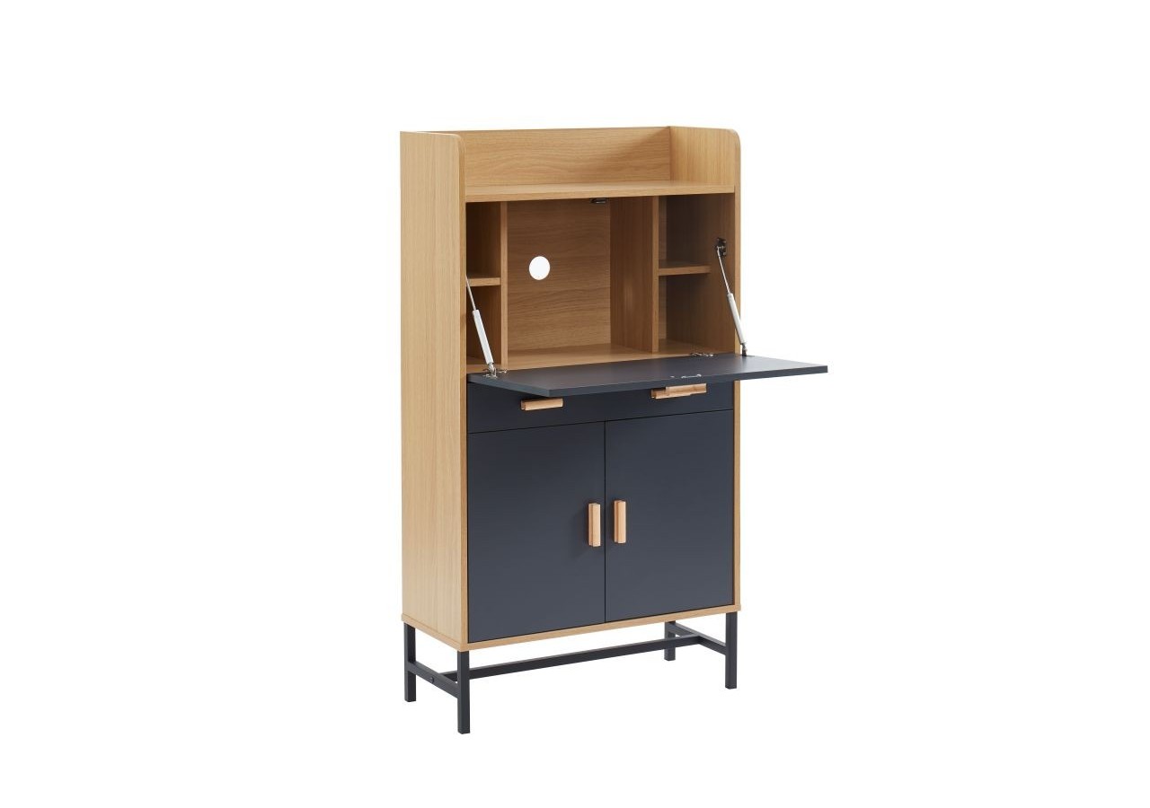 Secrétaire SMART gris et effet chêne 70cm