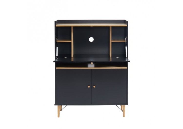 Secrétaire SMART noir et effet chêne 90cm