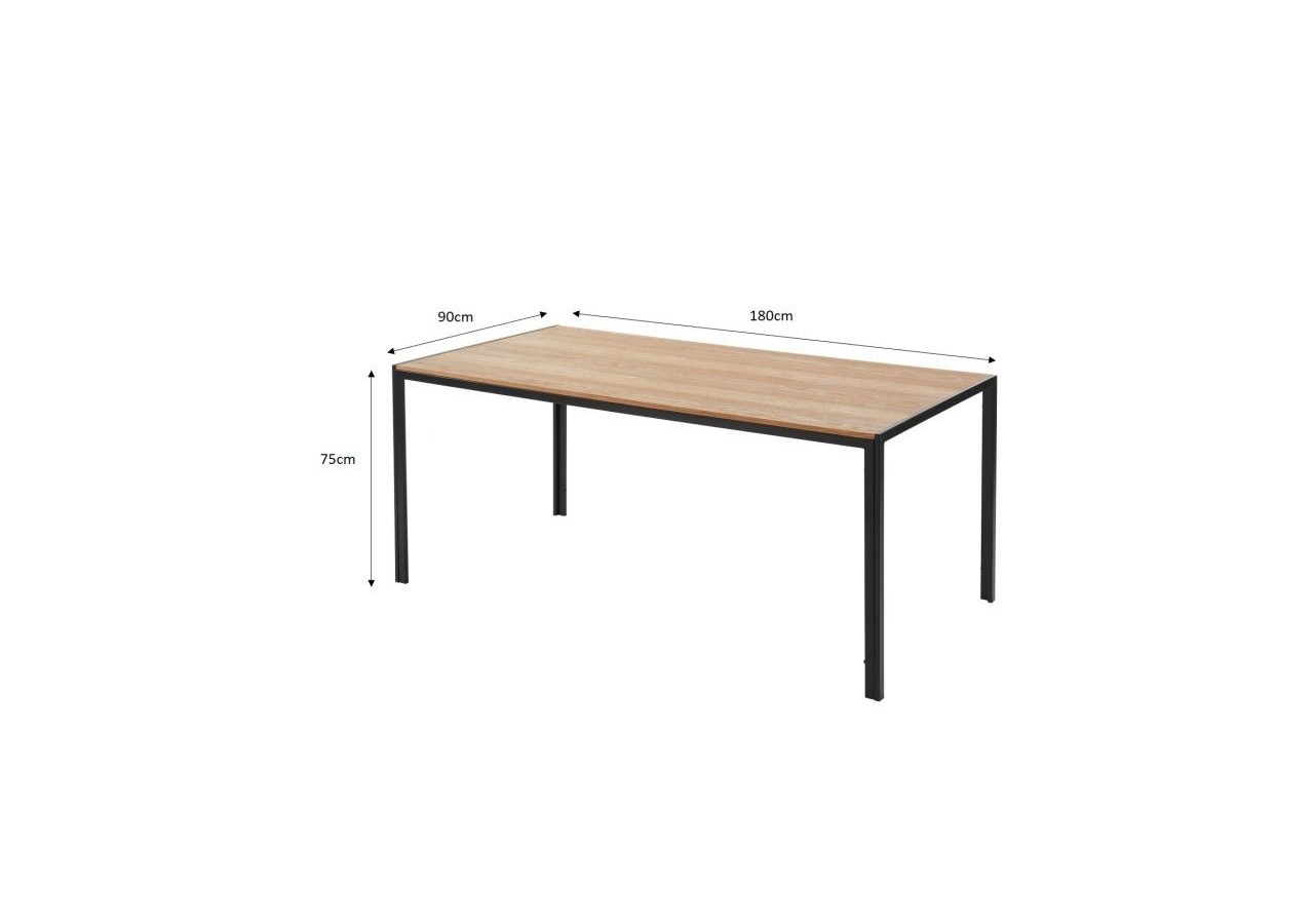 Table de séjour SOHO placage bois et métal noir 180cm