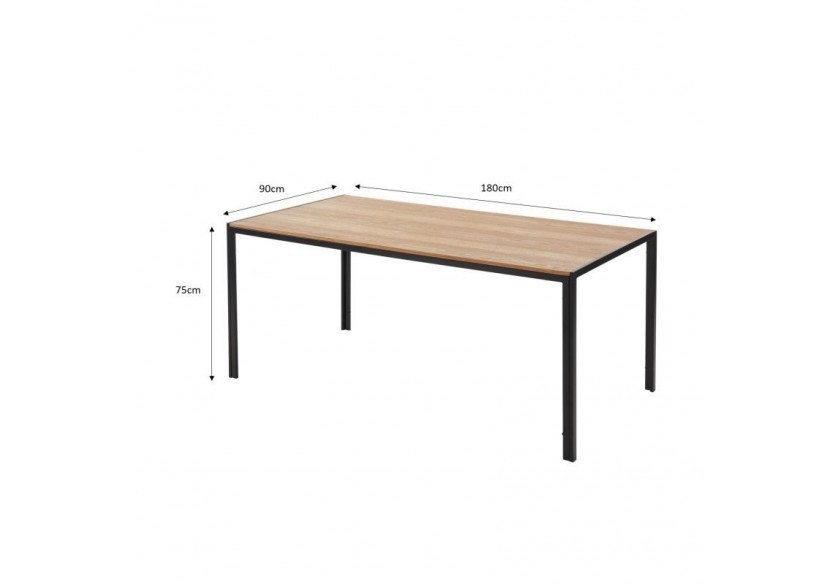 Table de séjour SOHO placage bois et métal noir 180cm
