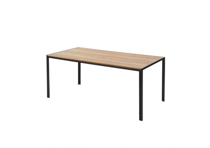 Table de séjour SOHO placage bois et métal noir 180cm