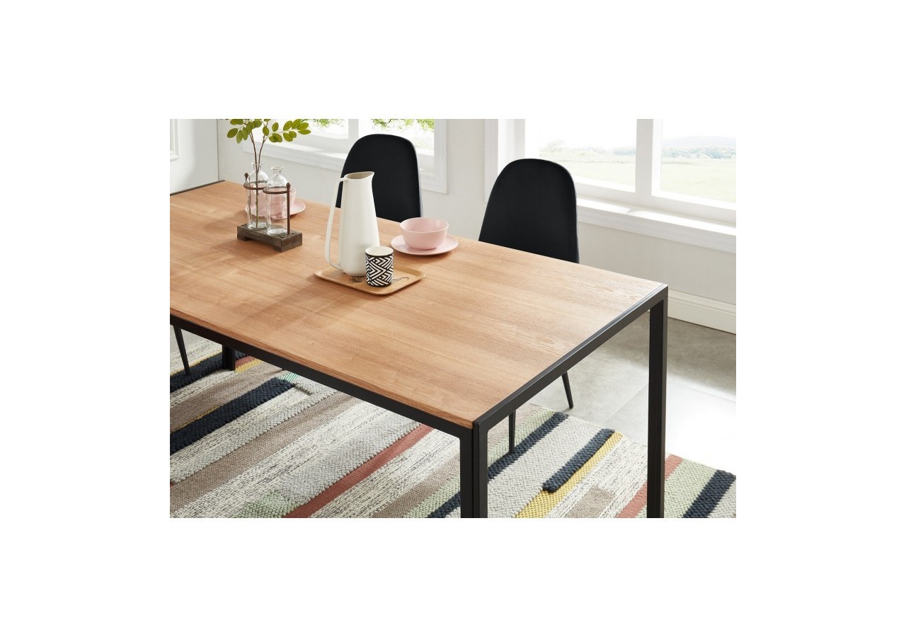 Table de séjour SOHO placage bois et métal noir 180cm