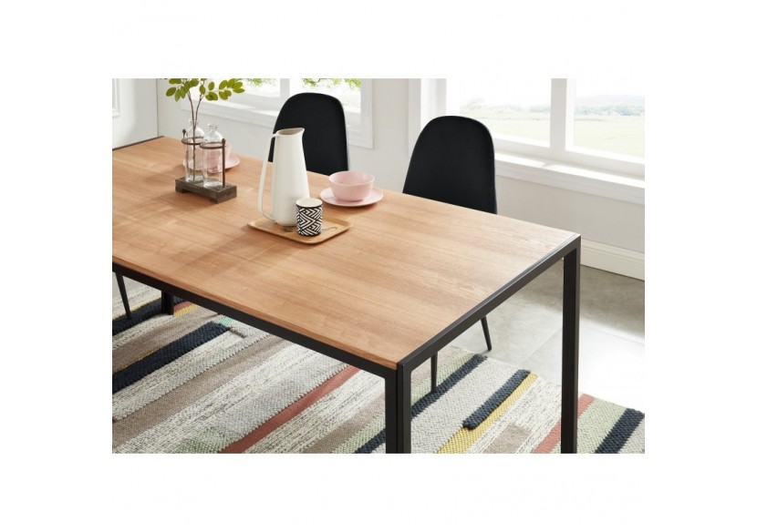 Table de séjour SOHO placage bois et métal noir 180cm