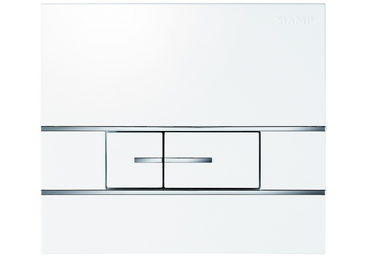 Plaque de Commande Double Volume Segment Blanc Inserts Brillants (Verso 350, Verso 1100, PMR, Intraslim) - 31171010 - Siamp