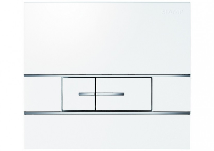 Plaque de Commande Double Volume Segment Blanc Inserts Brillants (Verso 350, Verso 1100, PMR, Intraslim) - 31171010 - Siamp