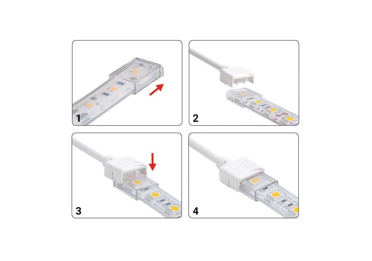 Connecteur câblé CCT ruban LED 10mm IP68 - SDN10XB-3W200 - Barcelona LED