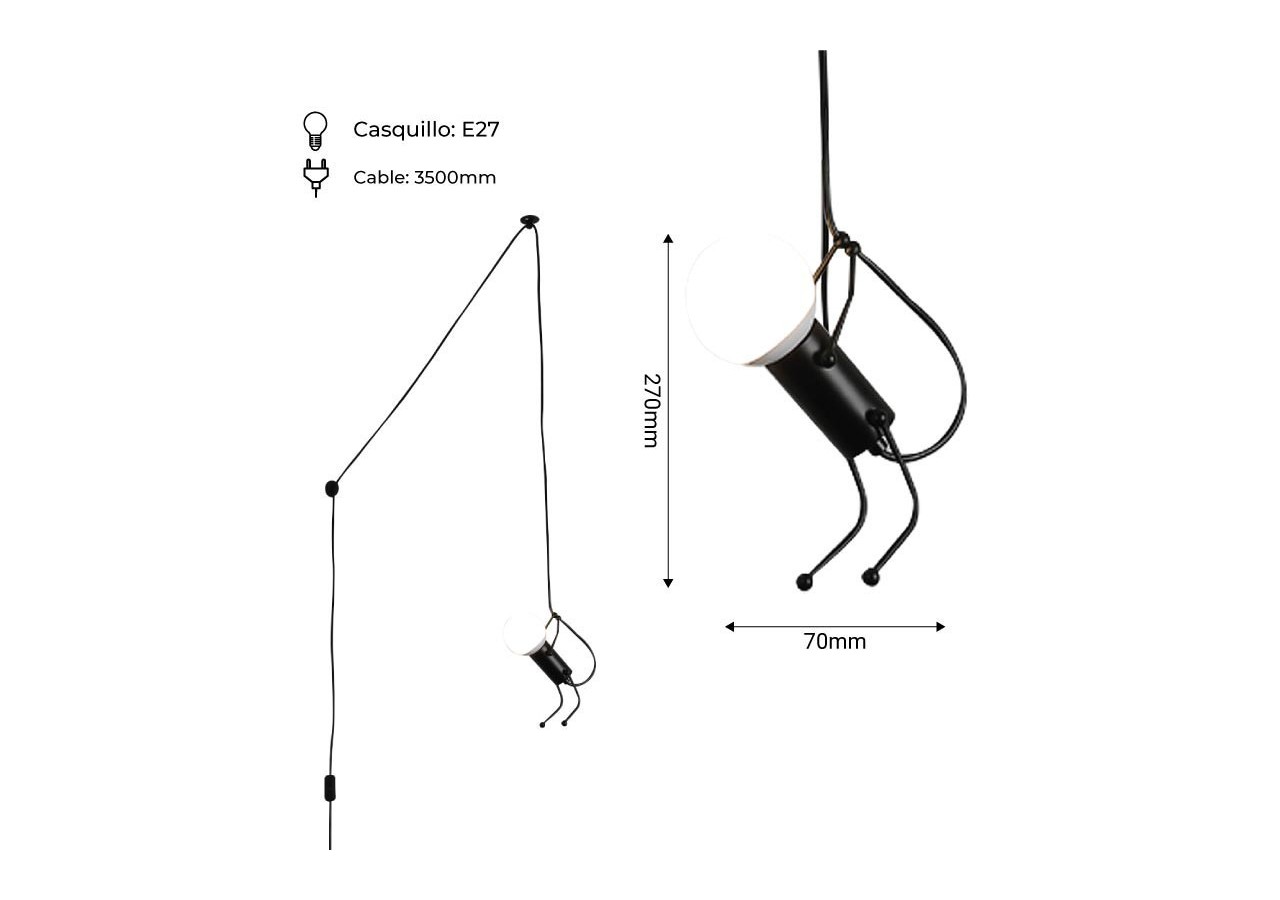 Lampe suspendue décorative avec interrupteur et prise "DOLL" - LV418-C - Barcelona LED