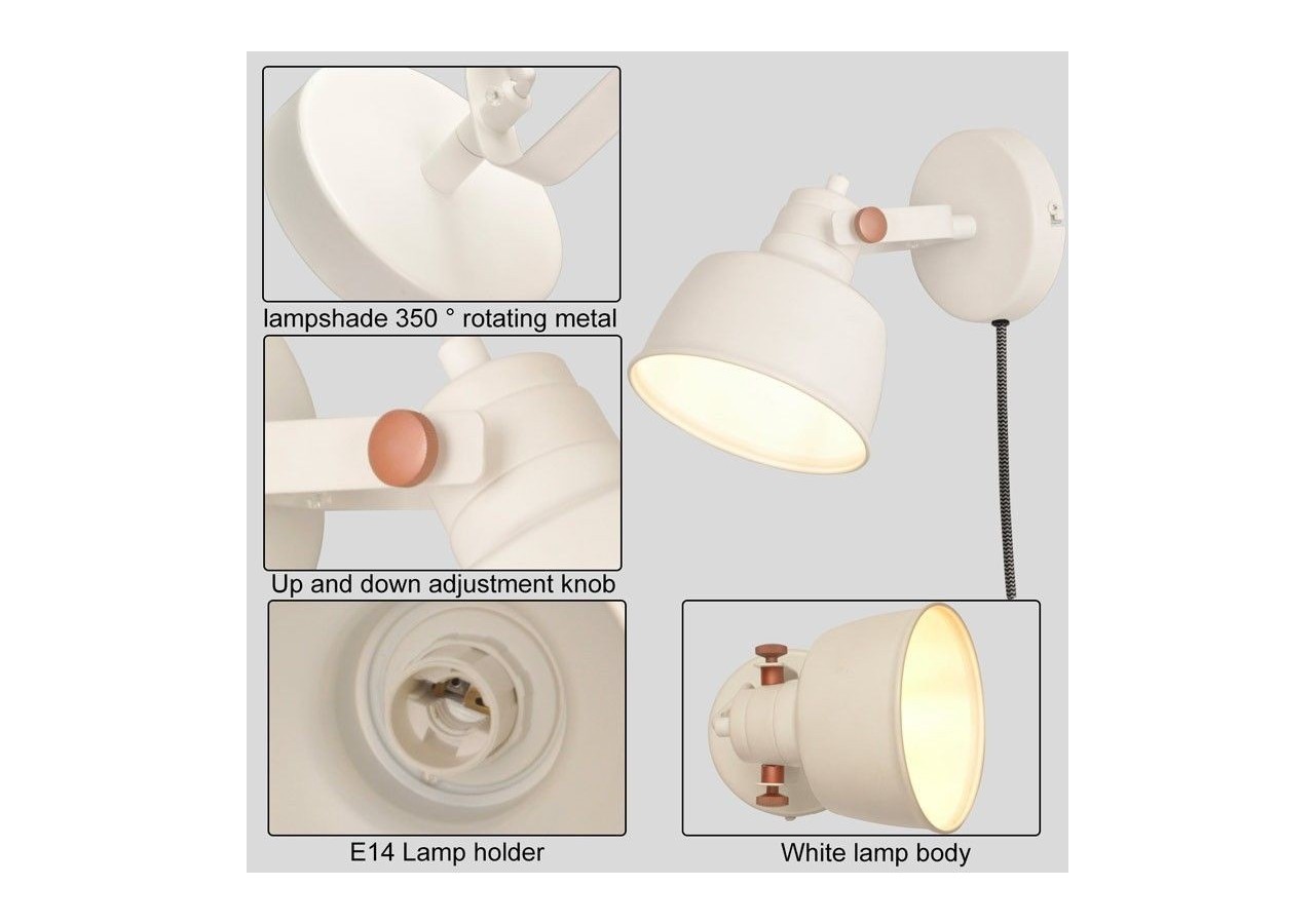 Applique murale intérieur "KUKKA" avec prise et interrupteur - LN4003-EU-B - Barcelona LED