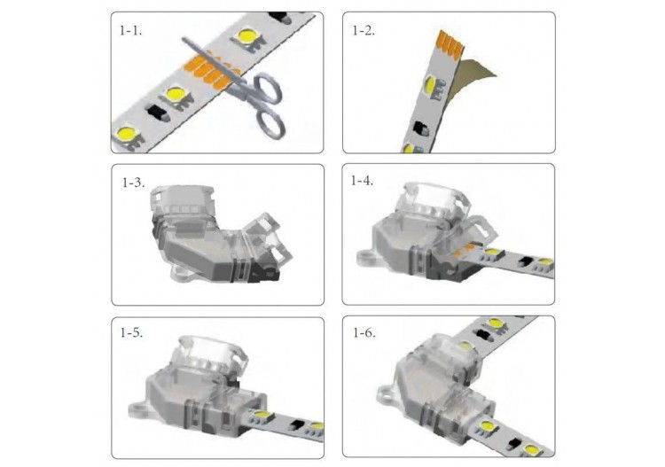 Connecteur d'angle en "L" à ruban LED COB monochrome 12V / 24V - 2 broches - Ruban 10mm - G-L-2P-10 - Barcelona LED 2