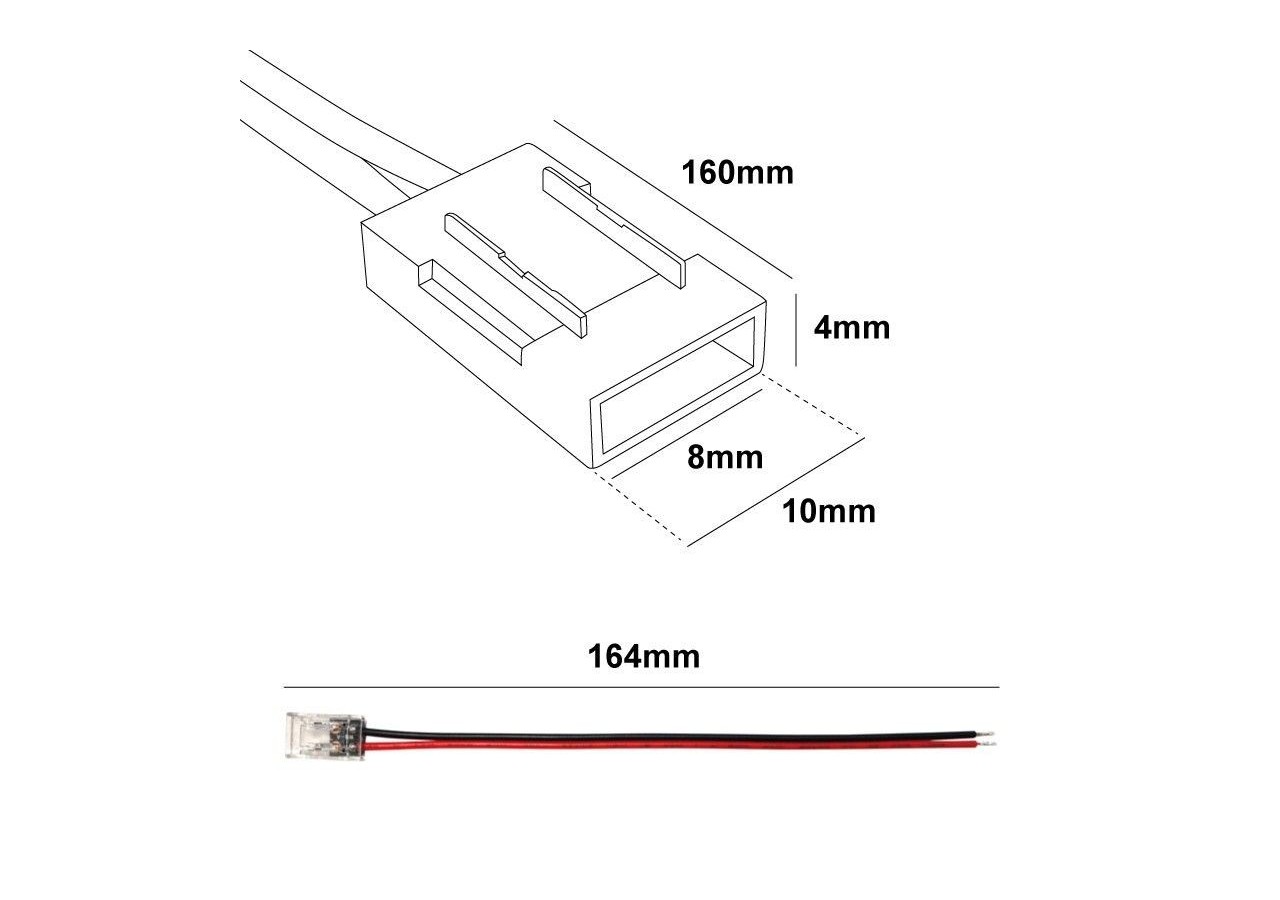 Connecteur câblé pour ruban LED 8mm IP20 - G-A2P-8 - Barcelona LED