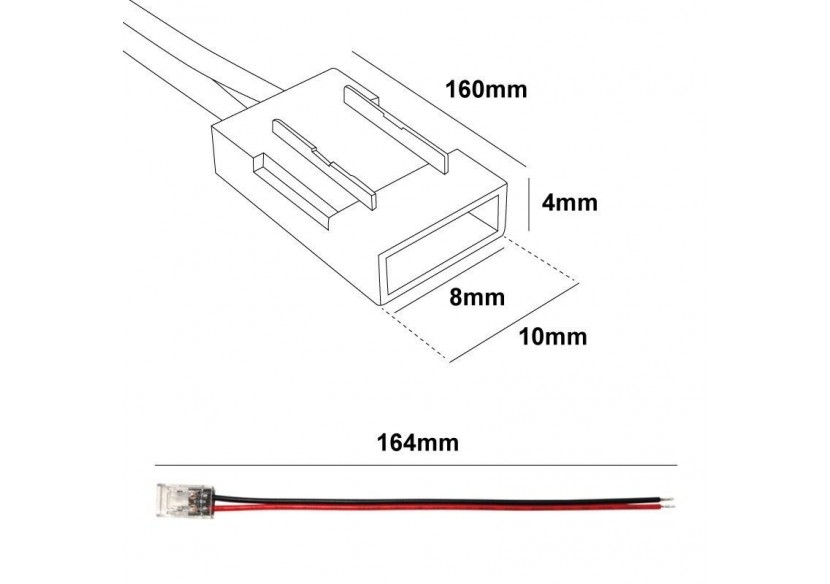Connecteur câblé pour ruban LED 8mm IP20 - G-A2P-8 - Barcelona LED