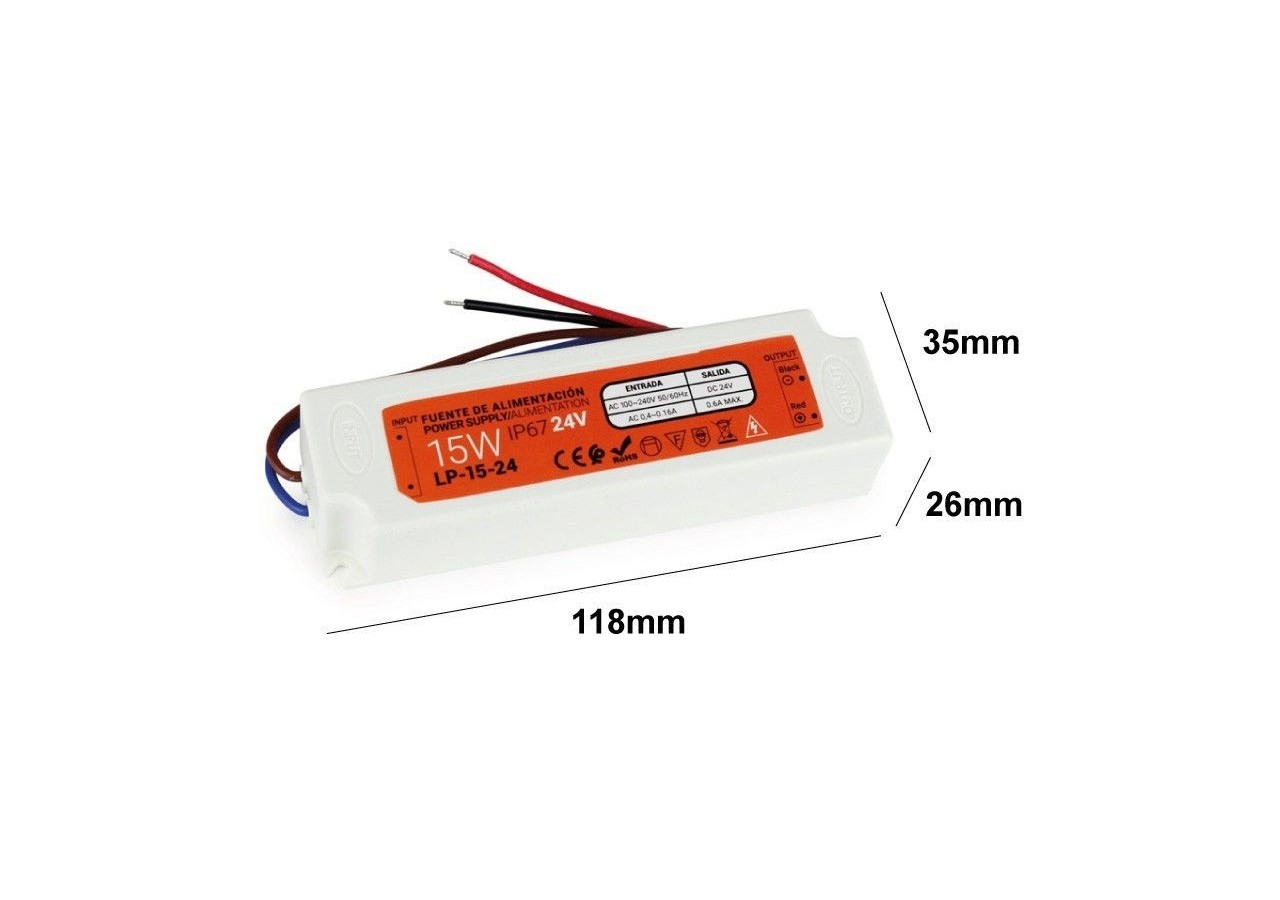 Transformateur étanche compact 24V 15W IP67 - LP-15-24 - Barcelona LED