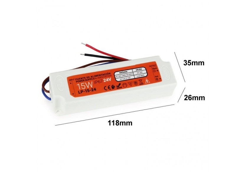 Transformateur étanche compact 24V 15W IP67 - LP-15-24 - Barcelona LED