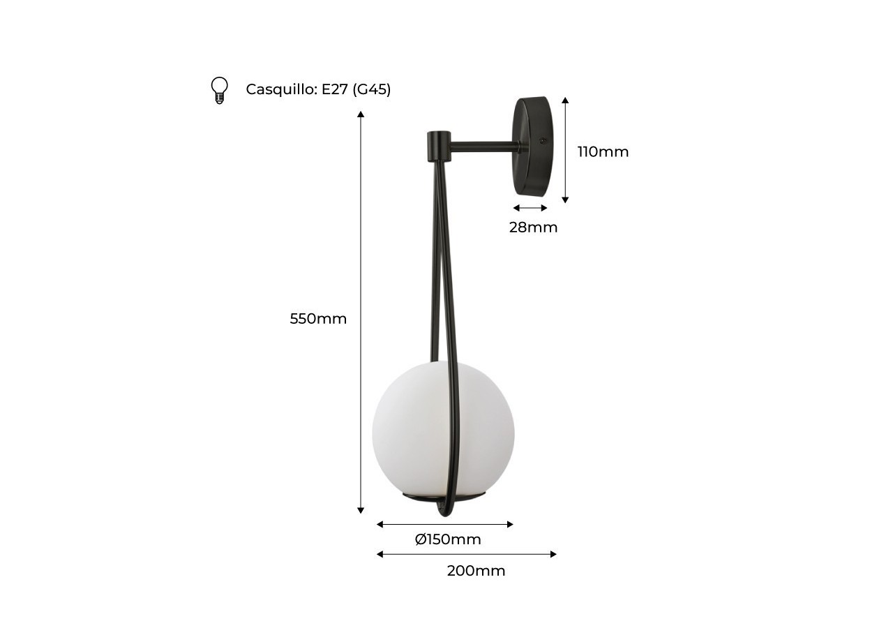 Applique murale globe en verre "Clara" - E14 - LD1005-N - Barcelona LED