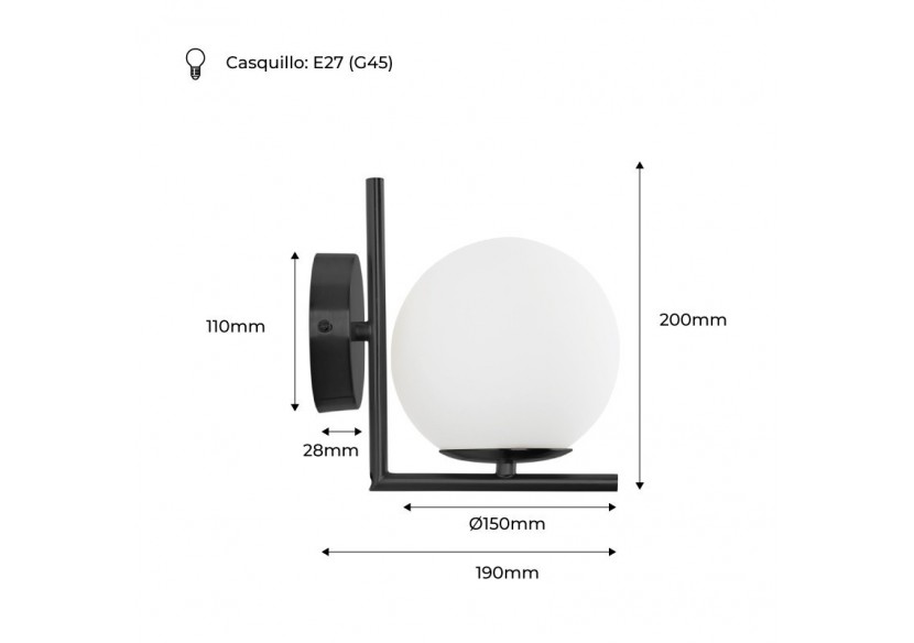 Applique murale globe en verre "Margaret" - LD1001-N - Barcelona LED