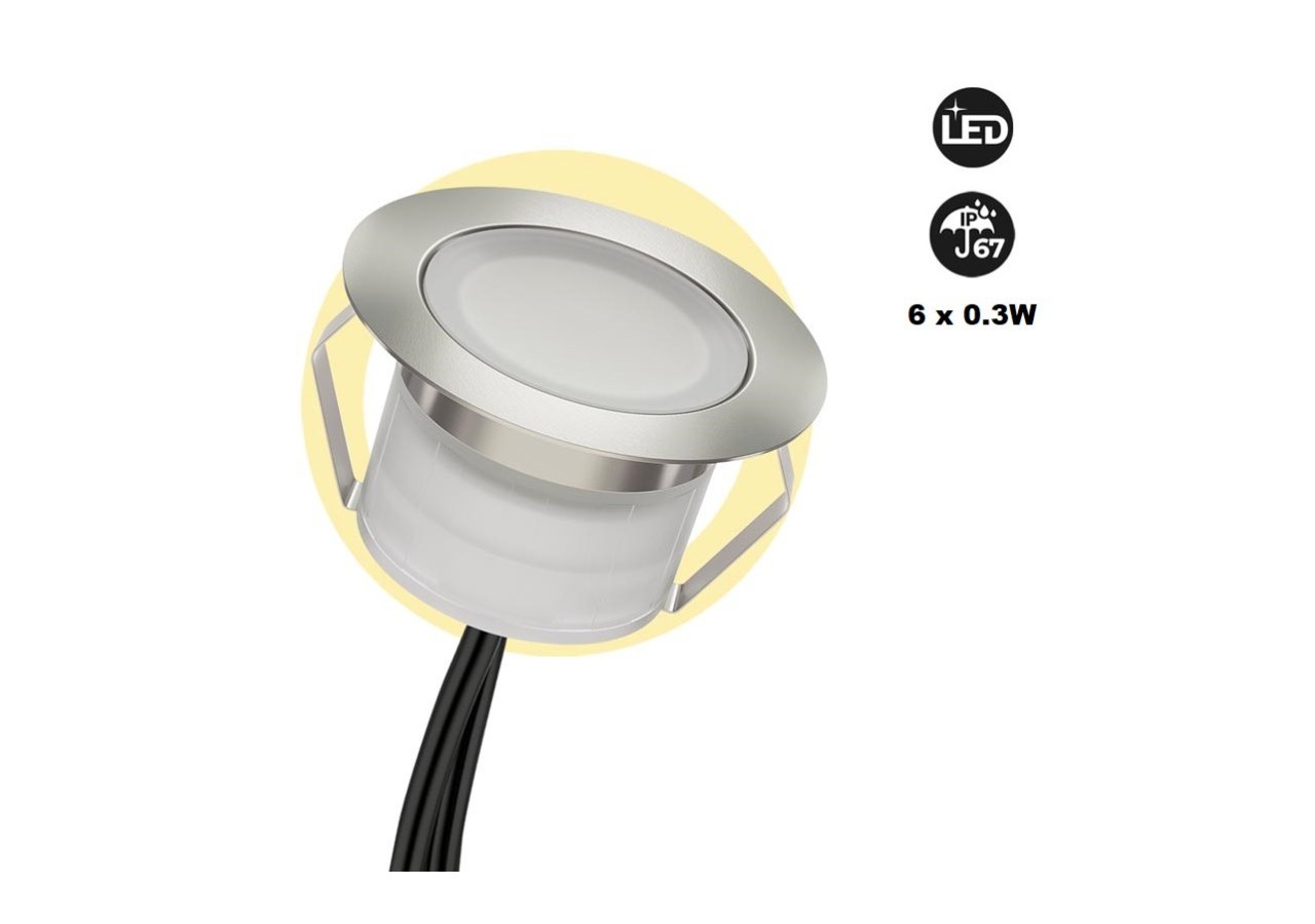 Kit 6 spots LED encastrés au sol 0,3W 12V-DC IP67 - BA50004-BC - Barcelona LED