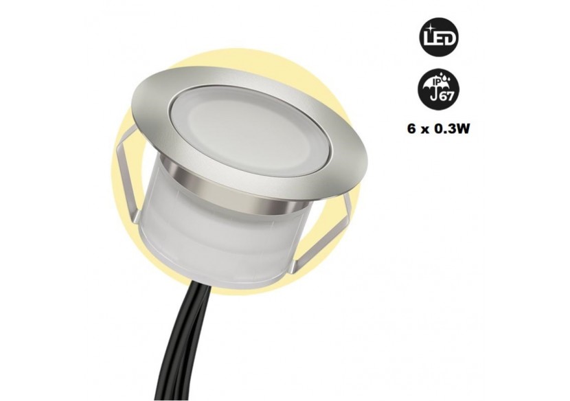 Kit 6 spots LED encastrés au sol 0,3W 12V-DC IP67 - BA50004-BC - Barcelona LED