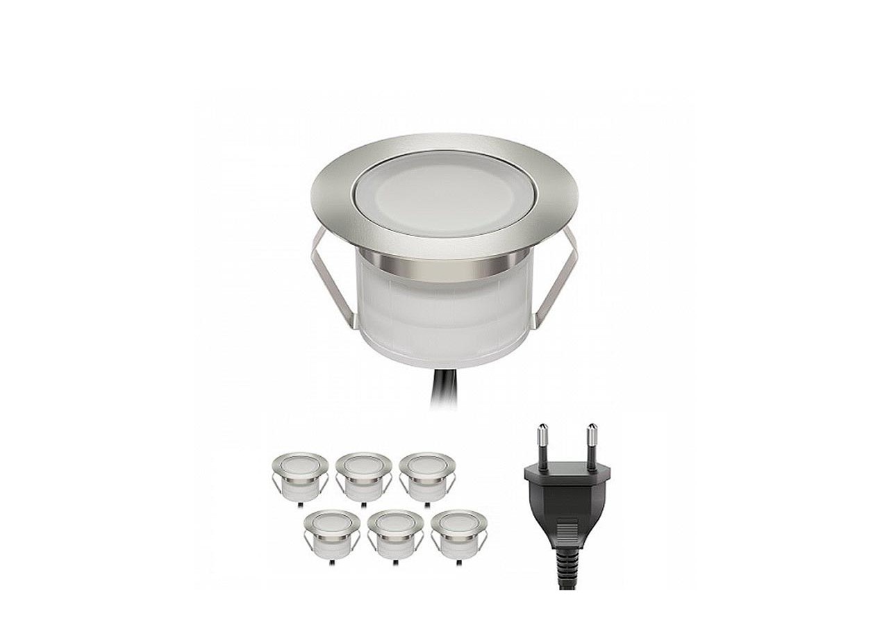 Kit 6 spots LED encastrés au sol 0,3W 12V-DC IP67 - BA50004-BC - Barcelona LED