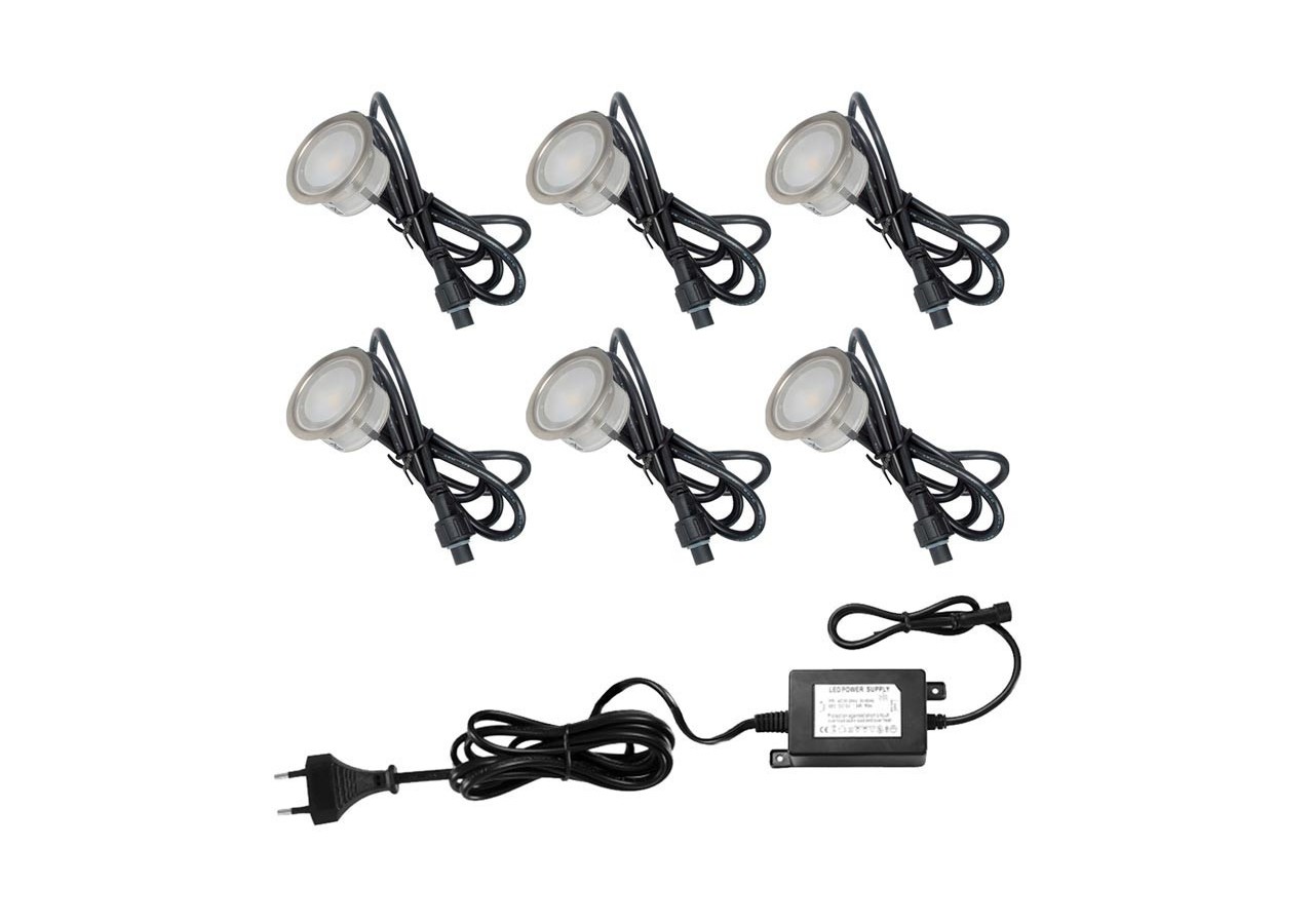 Kit 6 spots LED encastrés au sol 0,3W 12V-DC IP67 - BA50004-BC - Barcelona LED