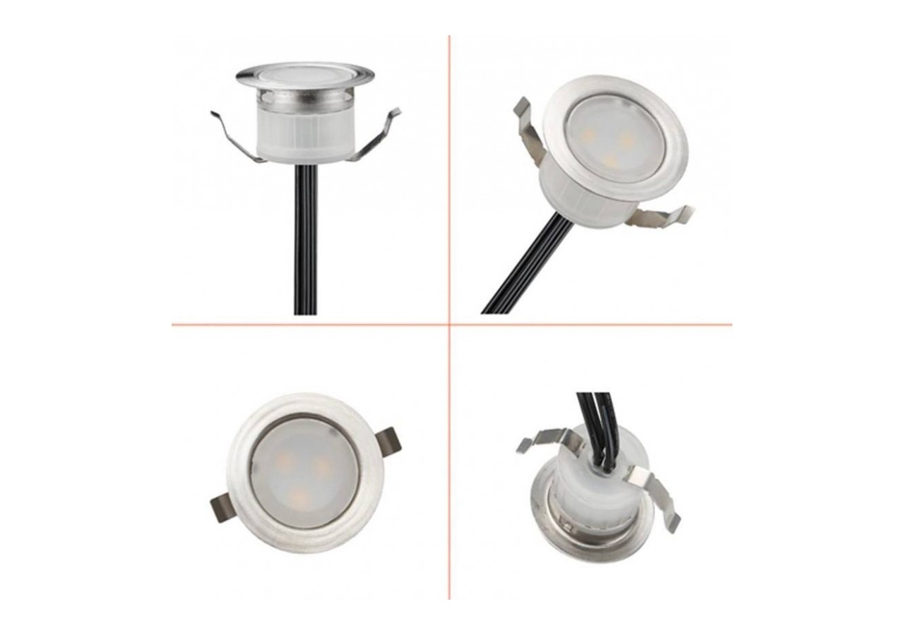 Kit 6 spots LED encastrés au sol 0,3W 12V-DC IP67 - BA50004-BC - Barcelona LED