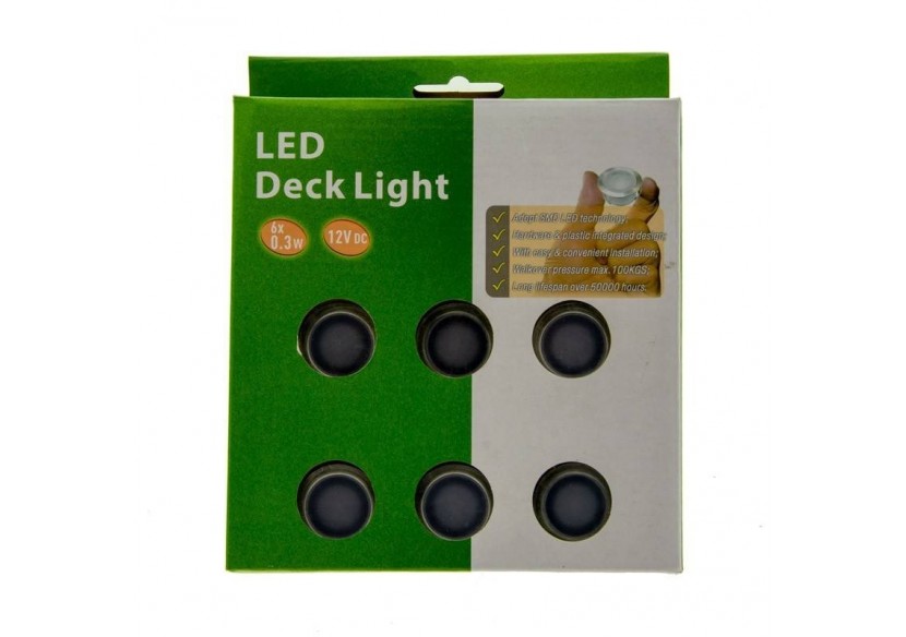 Kit 6 spots LED encastrés au sol 0,3W 12V-DC IP67 - BA50004-BC - Barcelona LED