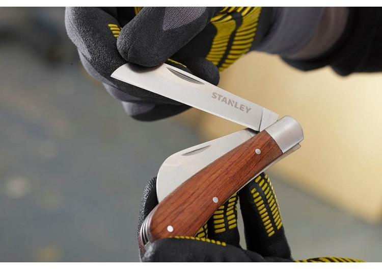 Couteau D'Electricien A 2 Lames - Manche Bois - Stanley : Confort'Mat 2