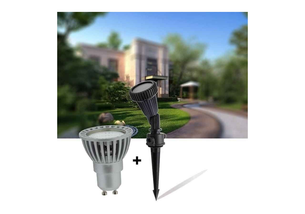 Kit Piquet de jardin + Ampoule GU10 LED 5W en vert - B1942-GU10-VE - Barcelona LED